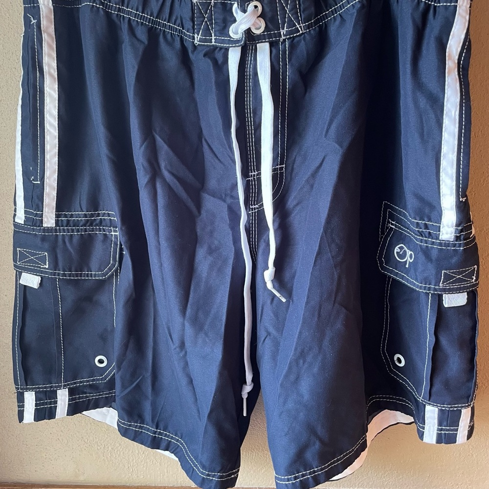 NWOT Men's (OP) Ocean Pacific BlueWhite Swim trunks Shorts size XL